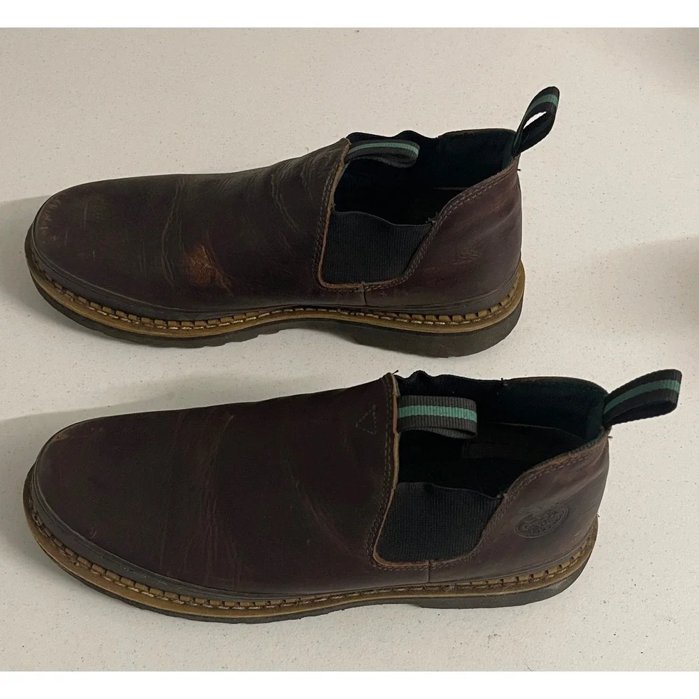 Georgia Giant Romeo Mens Brown Leather Slip On Work Shoes Boots G6274